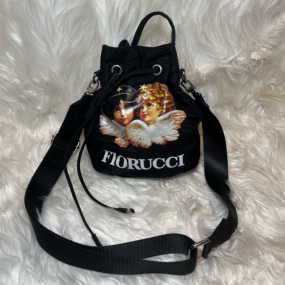 Fiorucci Angels Black Women's Nylon Drawstrint pouch with crossbody strap